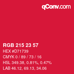 Color code: RGB 215 23 57 | qconv.com