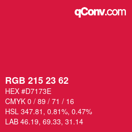 Color code: RGB 215 23 62 | qconv.com