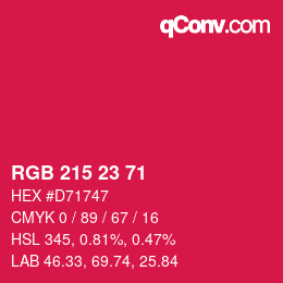 Color code: RGB 215 23 71 | qconv.com