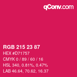 カラーコード: RGB 215 23 87 | qconv.com