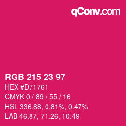 Color code: RGB 215 23 97 | qconv.com