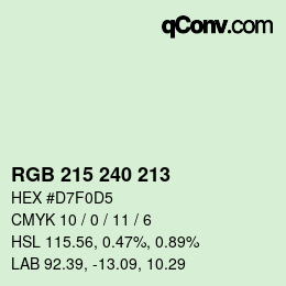 Color code: RGB 215 240 213 | qconv.com