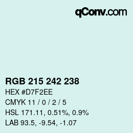 Color code: RGB 215 242 238 | qconv.com