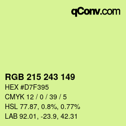 カラーコード: RGB 215 243 149 | qconv.com