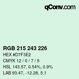 カラーコード: RGB 215 243 226 | qconv.com