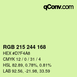 Color code: RGB 215 244 168 | qconv.com