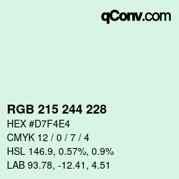 Color code: RGB 215 244 228 | qconv.com
