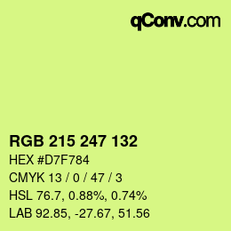 Color code: RGB 215 247 132 | qconv.com