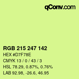 カラーコード: RGB 215 247 142 | qconv.com