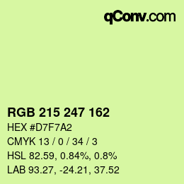 Color code: RGB 215 247 162 | qconv.com