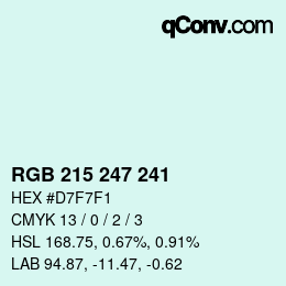 Color code: RGB 215 247 241 | qconv.com