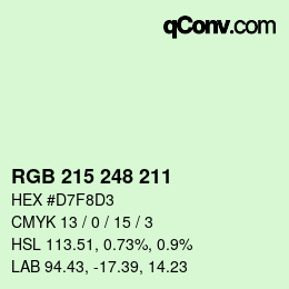 Color code: RGB 215 248 211 | qconv.com