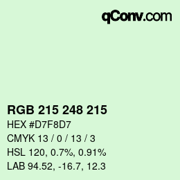 Color code: RGB 215 248 215 | qconv.com