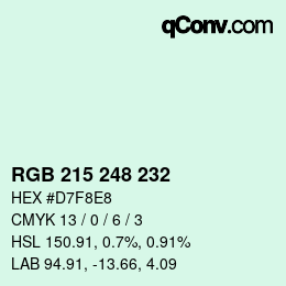 Color code: RGB 215 248 232 | qconv.com