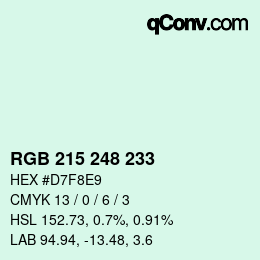 Color code: RGB 215 248 233 | qconv.com
