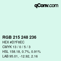 Color code: RGB 215 248 236 | qconv.com