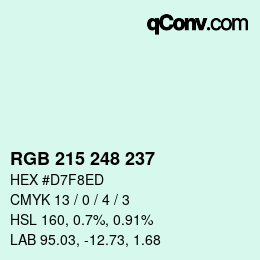 Color code: RGB 215 248 237 | qconv.com