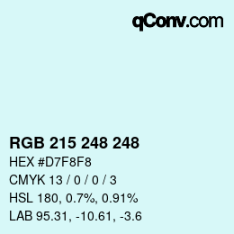 Color code: RGB 215 248 248 | qconv.com