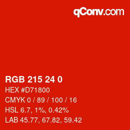 カラーコード: RGB 215 24 0 | qconv.com