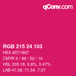カラーコード: RGB 215 24 103 | qconv.com