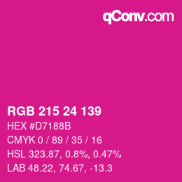 カラーコード: RGB 215 24 139 | qconv.com
