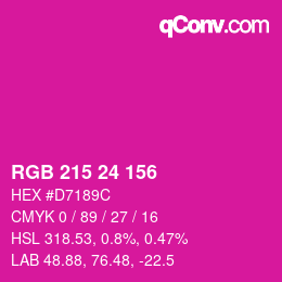 颜色代码: RGB 215 24 156 | qconv.com