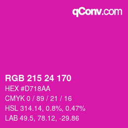 カラーコード: RGB 215 24 170 | qconv.com