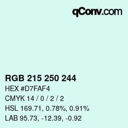 Color code: RGB 215 250 244 | qconv.com