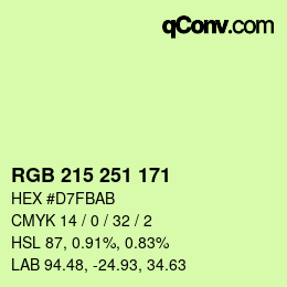 Color code: RGB 215 251 171 | qconv.com