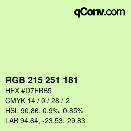 Color code: RGB 215 251 181 | qconv.com