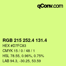 カラーコード: RGB 215 252.4 131.4 | qconv.com