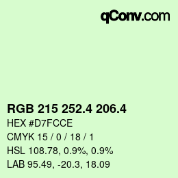 カラーコード: RGB 215 252.4 206.4 | qconv.com