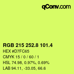カラーコード: RGB 215 252.8 101.4 | qconv.com