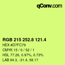 カラーコード: RGB 215 252.8 121.4 | qconv.com