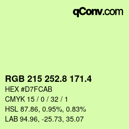 カラーコード: RGB 215 252.8 171.4 | qconv.com