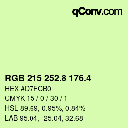 カラーコード: RGB 215 252.8 176.4 | qconv.com