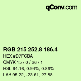 カラーコード: RGB 215 252.8 186.4 | qconv.com