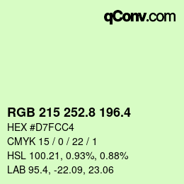 カラーコード: RGB 215 252.8 196.4 | qconv.com
