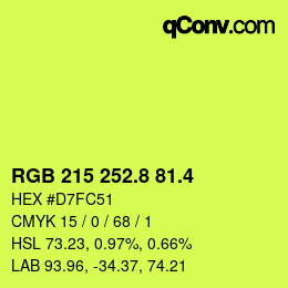 カラーコード: RGB 215 252.8 81.4 | qconv.com