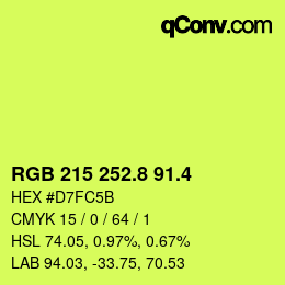 カラーコード: RGB 215 252.8 91.4 | qconv.com