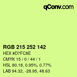 Color code: RGB 215 252 142 | qconv.com