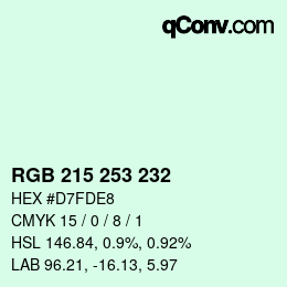 Color code: RGB 215 253 232 | qconv.com