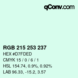 Color code: RGB 215 253 237 | qconv.com