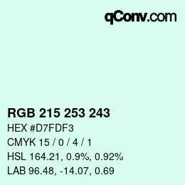 Color code: RGB 215 253 243 | qconv.com