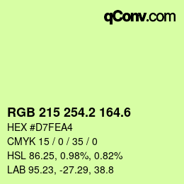 カラーコード: RGB 215 254.2 164.6 | qconv.com