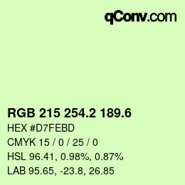 カラーコード: RGB 215 254.2 189.6 | qconv.com