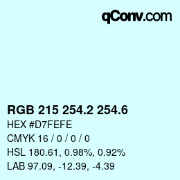 カラーコード: RGB 215 254.2 254.6 | qconv.com