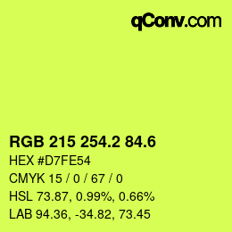 カラーコード: RGB 215 254.2 84.6 | qconv.com