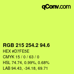 カラーコード: RGB 215 254.2 94.6 | qconv.com