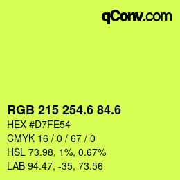 カラーコード: RGB 215 254.6 84.6 | qconv.com